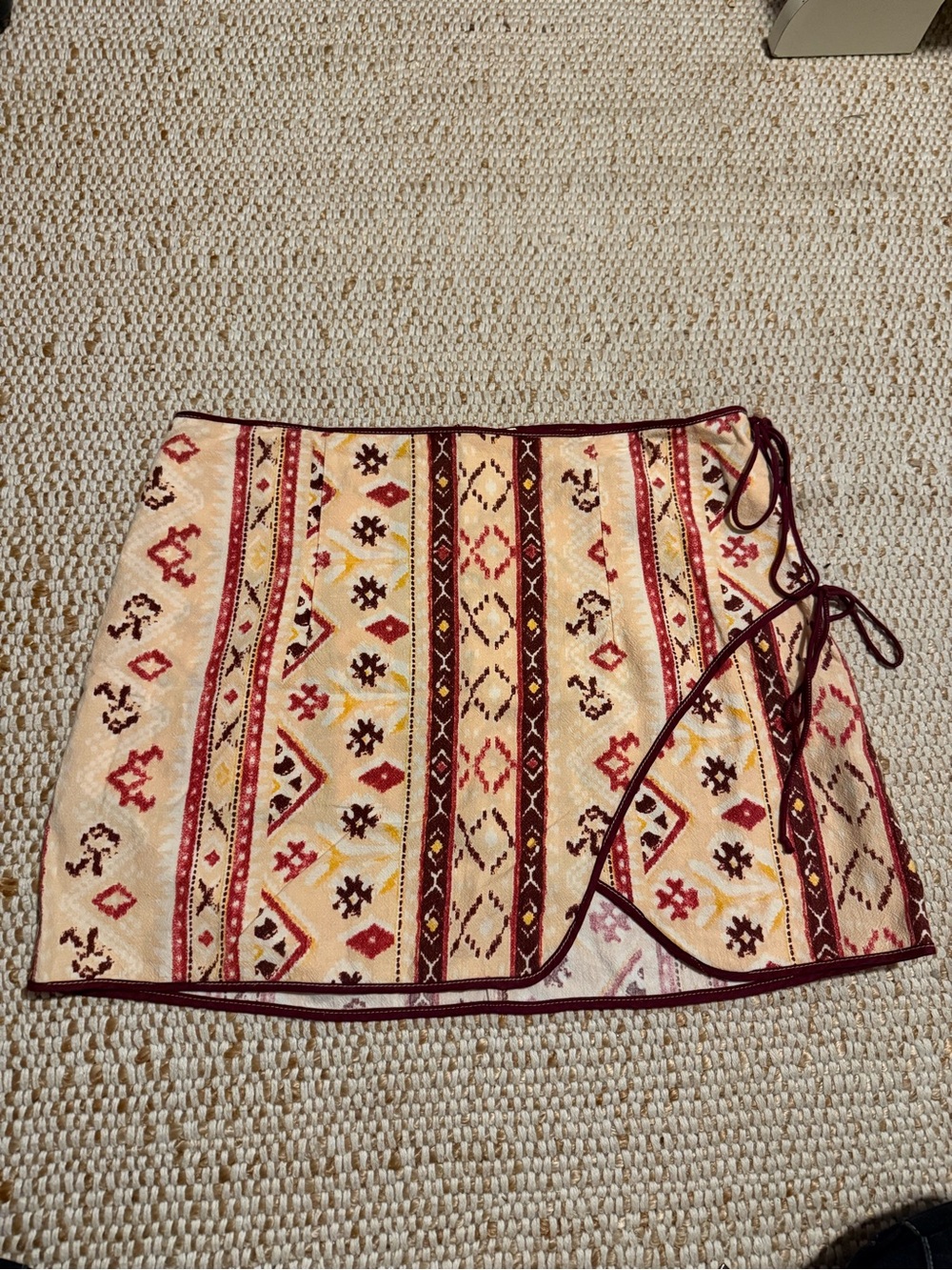Free People Women’s Wrap Skirt in Cream and Maroon